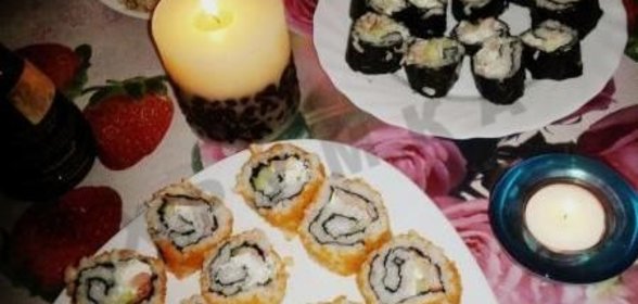 Суши Golden Masago Maki, Sesame Tomago maki, Tomago Еbi maki