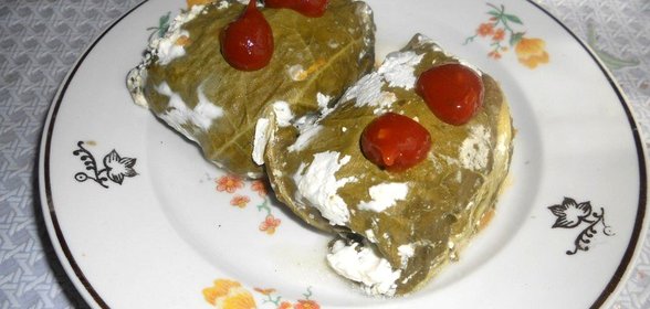 Голубцы в листьях ревеня