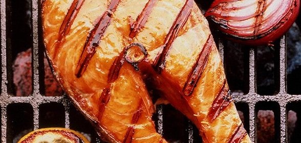 Шашлык из семги на решетке