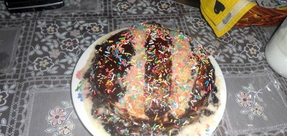 Блинный торт с шоколадной помадкой