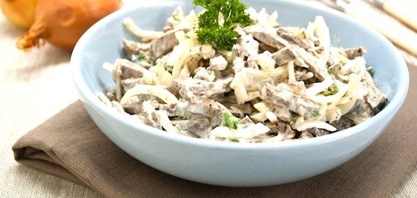 Салат из отварного сердца