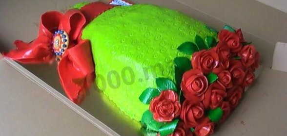 Торт с бантом из мастики