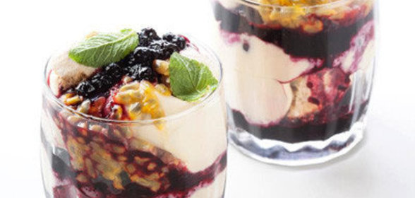 Пудинг с черникой и маскарпоне