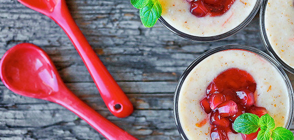 Рисовый пудинг с гранатовым мармеладом