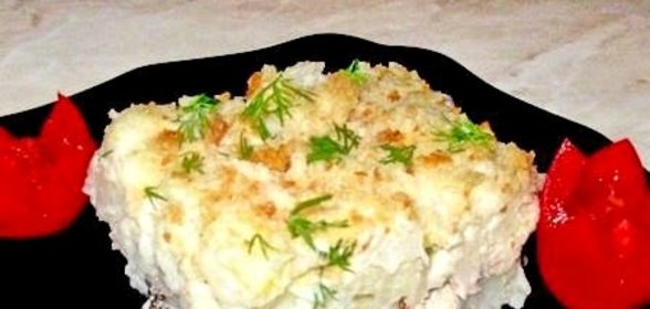 Гратен из цветной капусты с грибами