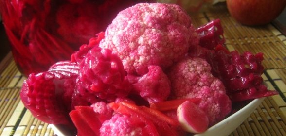 Быстро маринованная цветная капуста Розовые облака