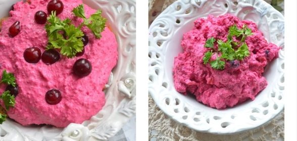 Свекольный салат с сыром и сухариками