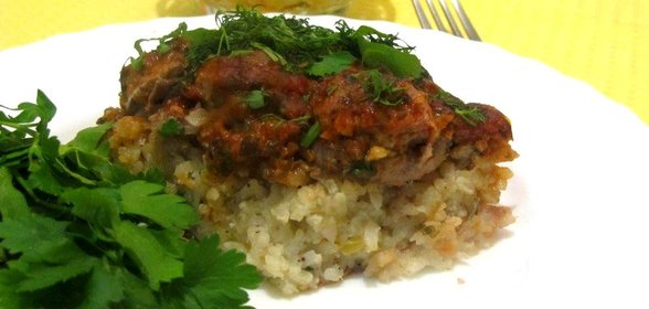 Запеканка из риса с мясными шариками