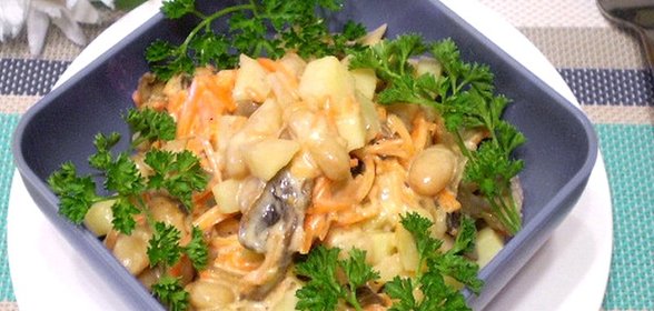 Салат с корейской морковкой и фасолью