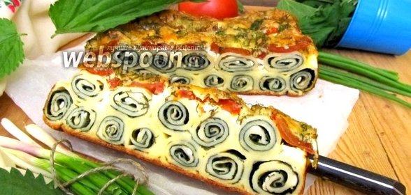 Блинная запеканка с крапивой