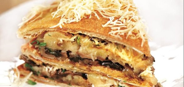 Торт Наполеон с картофельной и грибной начинкой