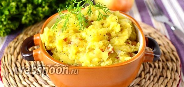 Картофельное пюре с салом и луком