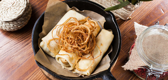 Блины с картофелем и чоризо