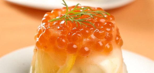 Заливное из сибаса c красной икрой