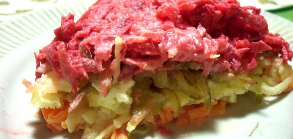 Слоёный зимний салат