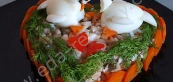 Салат Белый лебедь с говядиной и фасолью