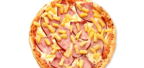 Пицца с ананасами и ветчиной