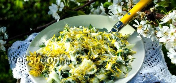 Салат из одуванчиков с огурцами