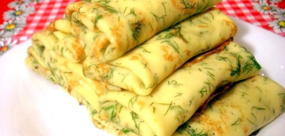 Укропные блины с двойной начинкой