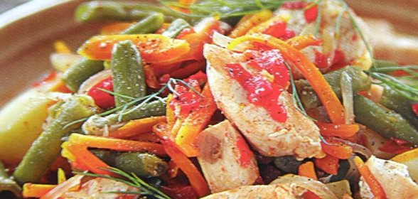 Курица с кенийской фасолью и грецкими орехами