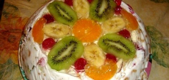 Торт без выпечки с желе