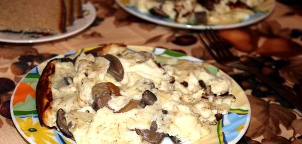 Омлет с маринованными грибами