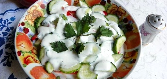 Овощной салат с яблоком и кефиром