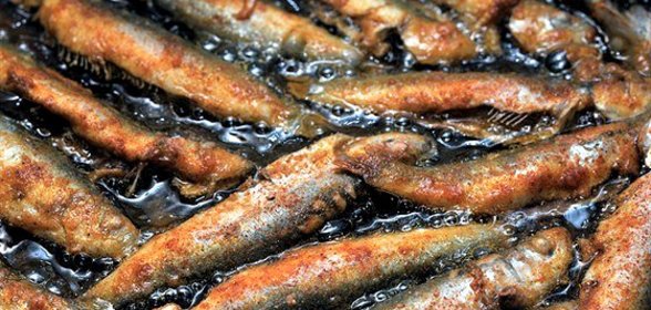 Жареные сардины с салатом из апельсинов и фенхеля