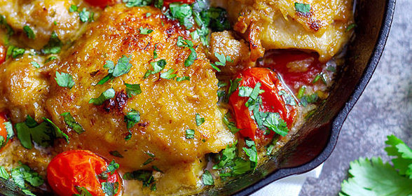 Пряная курица с чесноком