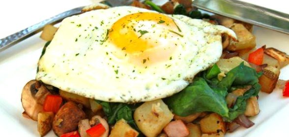 Яичница с грибами на завтрак