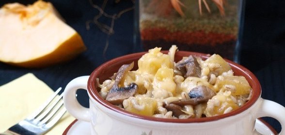 Орзотто с шампиньонами и тыквой