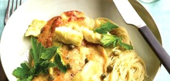 Куриные котлеты с артишоками и макаронами