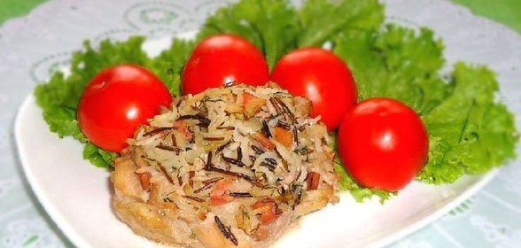 Куриные тарелочки с рисом и ветчиной