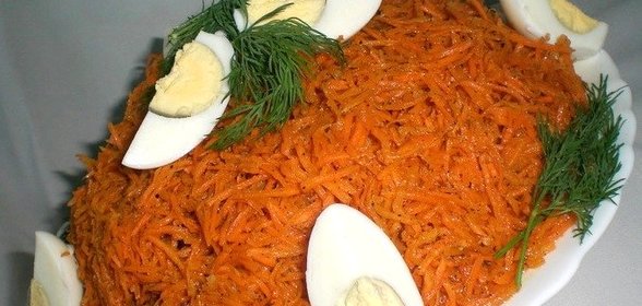 Салат с корейской морковью и ветчиной