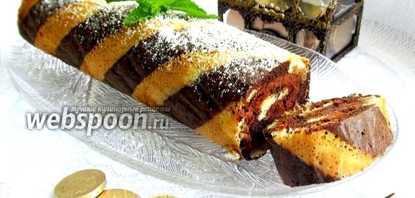 Полосатый бисквитный рулет