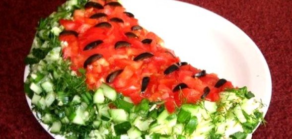 Салат Арбузная долька с корейской морковью