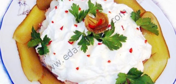 Закуска из свинины под сливочным соусом