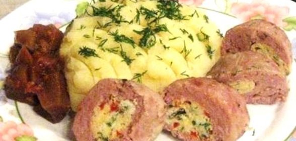 Мясные зразы с омлетом