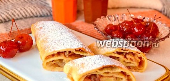 Яблочный рулет на творожном тесте