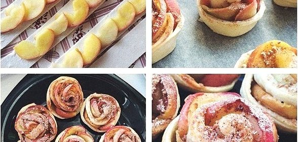 Слойки с яблоком «Розочки»
