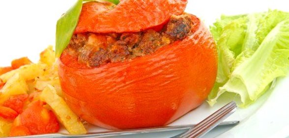 Печеные помидоры с печенью индейки и розмарином