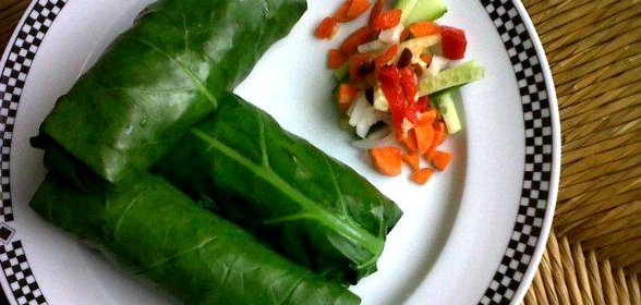 Вегетарианские рулетики из листовой капусты