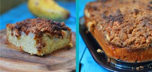 Грушевая шарлотка под белковой пенкой и штрейзелем