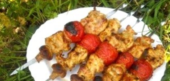 Шашлык из курицы в майонезе