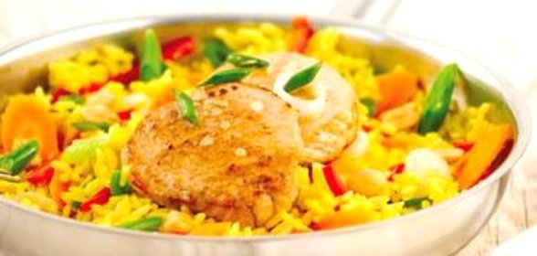 Свиные котлеты с рисом и овощами