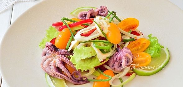 Салат с осьминогами Весенняя палитра