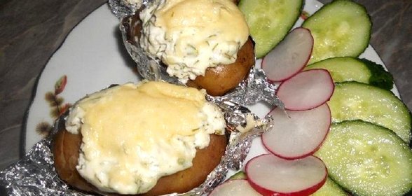 Запеченный картофель с творогом
