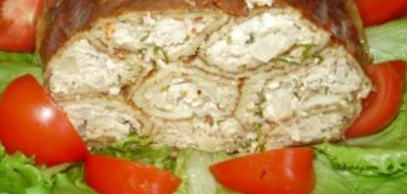 Курица, фаршированная блинами