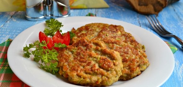 Овощные оладьи с мясным фаршем