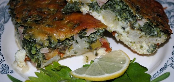 Омлет с цветной капустой и шпинатом